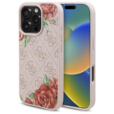 Tok Guess "Hardcase 4G Flower Print MagSafe" iPhone 16 Pro készülékhez - pink
