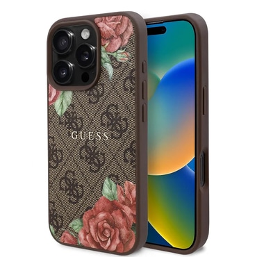 Tok Guess "Hardcase 4G Flower Print MagSafe" iPhone 16 Pro Max készülékhez - brown