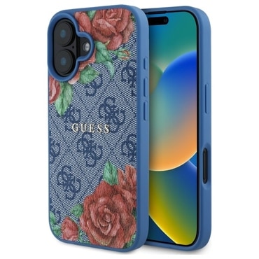 Tok Guess "Hardcase 4G Flower Print MagSafe" iPhone 16 készülékhez - blue