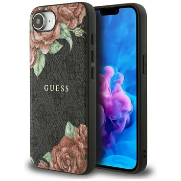 Tok Guess "Hardcase 4G Flower Print MagSafe" iPhone 16e / iPhone 17e készülékhez - black