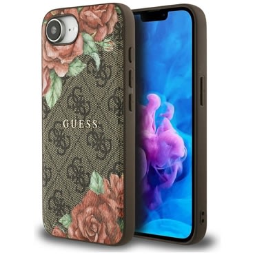 Tok Guess "Hardcase 4G Flower Print MagSafe" iPhone 16e / iPhone 17e készülékhez - brown