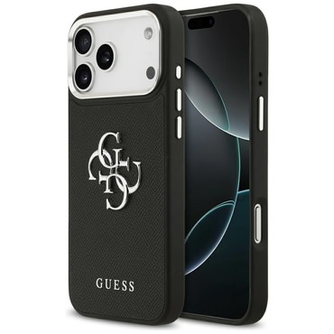 Tok Guess "Hardcase 4G Grained Big és Classic Logo" iPhone 17 Pro Max készülékhez - black