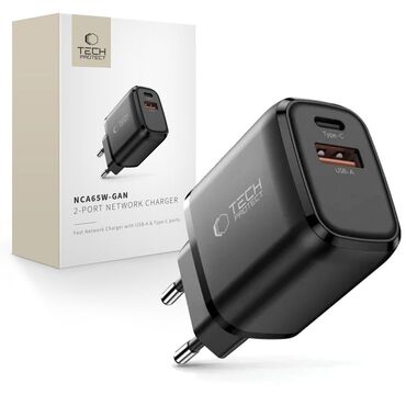 Fali 65W töltő Tech-Protect "NCA65W-GAN" 2x USB - fekete