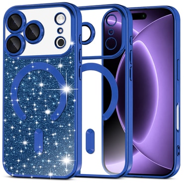 Techsuit "Luxury Glitter MagSafe" TPU gél tok iPhone 17 Pro / 18 Pro készülékhez - deep blue