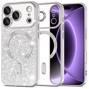 Techsuit "Luxury Glitter MagSafe" TPU gél tok iPhone 17 Pro / 18 Pro készülékhez - silver