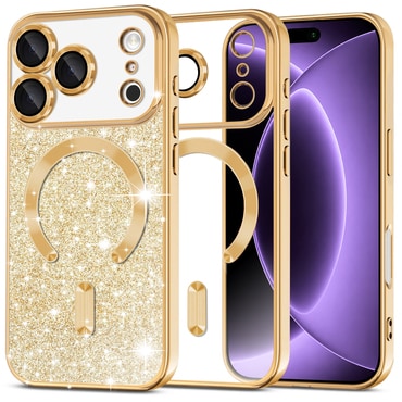 Techsuit "Luxury Glitter MagSafe" TPU gél tok iPhone 17 Pro / 18 Pro készülékhez - gold