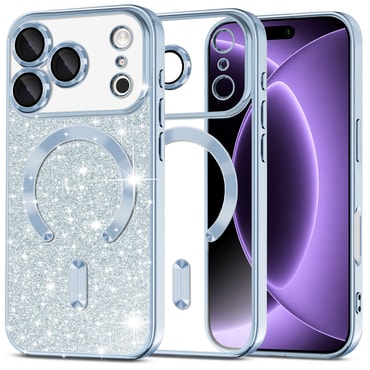Techsuit "Luxury Glitter MagSafe" TPU gél tok iPhone 17 Pro / 18 Pro készülékhez - light blue