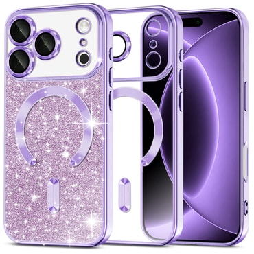 Techsuit "Luxury Glitter MagSafe" TPU gél tok iPhone 17 Pro / 18 Pro készülékhez - light purple