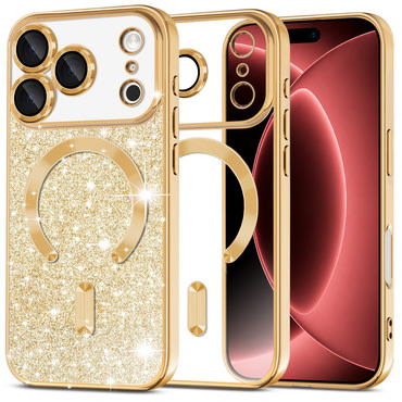 Techsuit "Luxury Glitter MagSafe" TPU gél tok iPhone 17 Pro Max / 18 Pro Max készülékhez - gold