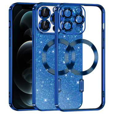 Techsuit "Luxury Glitter MagSafe" TPU gél tok iPhone 12 Pro készülékhez - deep blue