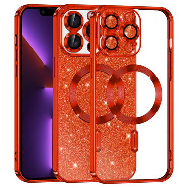 Techsuit "Luxury Glitter MagSafe" TPU gél tok iPhone 13 Pro készülékhez - red