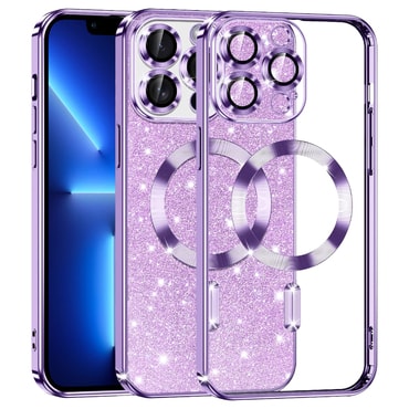 Techsuit "Luxury Glitter MagSafe" TPU gél tok iPhone 13 Pro Max készülékhez - light purple