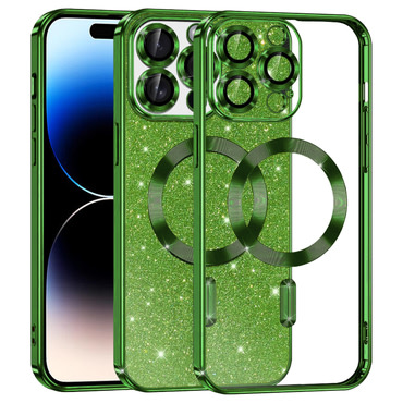 Techsuit "Luxury Glitter MagSafe" TPU gél tok iPhone 14 Pro készülékhez - deep green