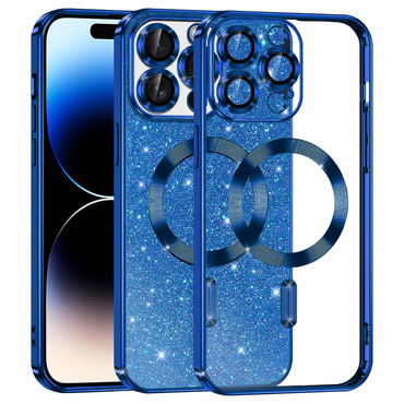 Techsuit "Luxury Glitter MagSafe" TPU gél tok iPhone 14 Pro készülékhez - deep blue