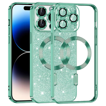 Techsuit "Luxury Glitter MagSafe" TPU gél tok iPhone 14 Pro készülékhez - light green