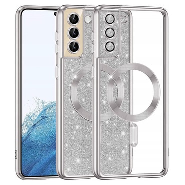 Techsuit "Luxury Glitter MagSafe" TPU gél tok Samsung Galaxy S22 készülékhez - silver
