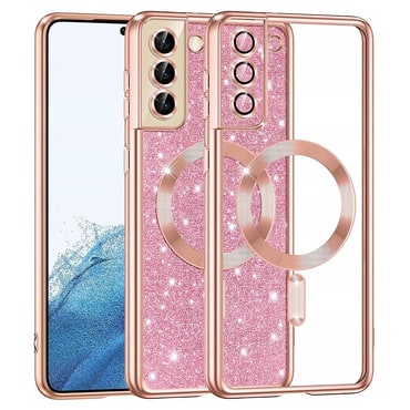 Techsuit "Luxury Glitter MagSafe" TPU gél tok Samsung Galaxy S22 készülékhez - rose gold