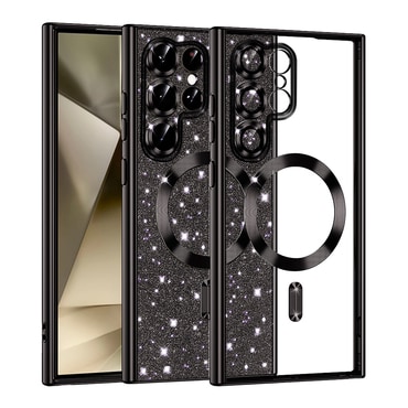 Techsuit "Luxury Glitter MagSafe" TPU gél tok Samsung Galaxy S22 Ultra készülékhez - black