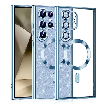 Techsuit "Luxury Glitter MagSafe" TPU gél tok Samsung Galaxy S22 Ultra készülékhez - light blue