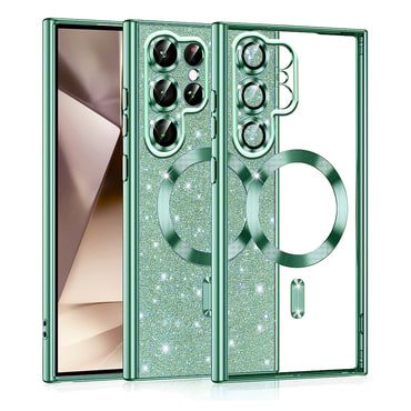 Techsuit "Luxury Glitter MagSafe" TPU gél tok Samsung Galaxy S22 Ultra készülékhez - light green