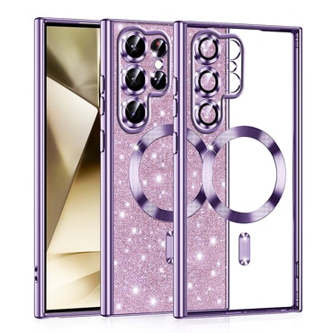 Techsuit "Luxury Glitter MagSafe" TPU gél tok Samsung Galaxy S22 Ultra készülékhez - light purple