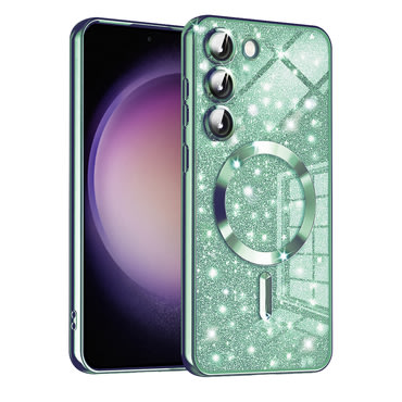 Techsuit "Luxury Glitter MagSafe" TPU gél tok Samsung Galaxy S23 Plus készülékhez - light green