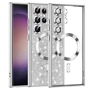 Techsuit "Luxury Glitter MagSafe" TPU gél tok Samsung Galaxy S23 Ultra készülékhez - silver