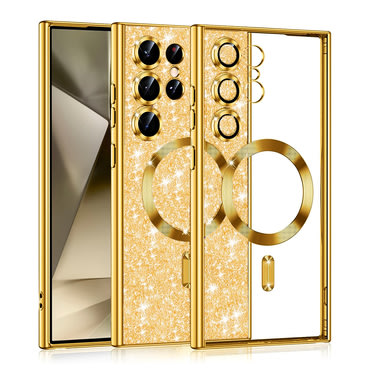 Techsuit "Luxury Glitter MagSafe" TPU gél tok Samsung Galaxy S24 Ultra készülékhez - gold