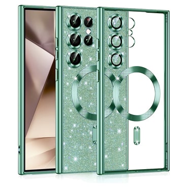 Techsuit "Luxury Glitter MagSafe" TPU gél tok Samsung Galaxy S24 Ultra készülékhez - light green