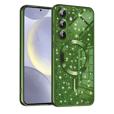 Techsuit "Luxury Glitter MagSafe" TPU gél tok Samsung Galaxy S24 készülékhez - deep green