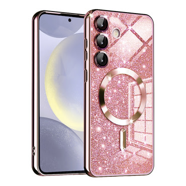Techsuit "Luxury Glitter MagSafe" TPU gél tok Samsung Galaxy S24 készülékhez - rose gold