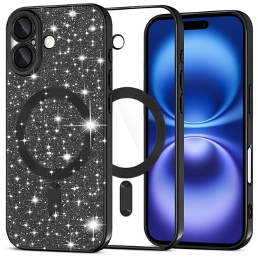 Techsuit "Luxury Glitter MagSafe" TPU gél tok iPhone 16 készülékhez - black