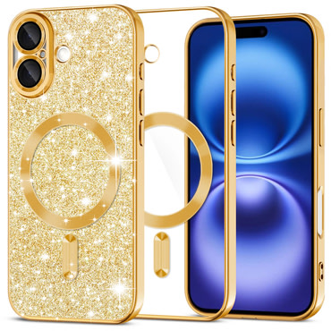 Techsuit "Luxury Glitter MagSafe" TPU gél tok iPhone 16 készülékhez - gold