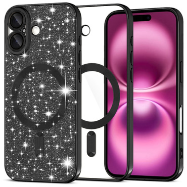 Techsuit "Luxury Glitter MagSafe" TPU gél tok iPhone 16 Plus készülékhez - black