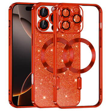 Techsuit "Luxury Glitter MagSafe" TPU gél tok iPhone 16 Pro készülékhez - red