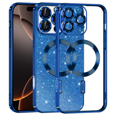 Techsuit "Luxury Glitter MagSafe" TPU gél tok iPhone 16 Pro készülékhez - deep blue