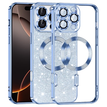 Techsuit "Luxury Glitter MagSafe" TPU gél tok iPhone 16 Pro készülékhez - light blue