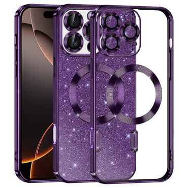 Techsuit "Luxury Glitter MagSafe" TPU gél tok iPhone 16 Pro készülékhez - deep purple
