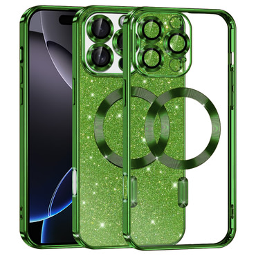 Techsuit "Luxury Glitter MagSafe" TPU gél tok iPhone 16 Pro Max készülékhez - deep green