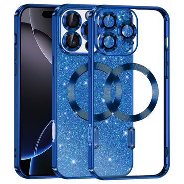 Techsuit "Luxury Glitter MagSafe" TPU gél tok iPhone 16 Pro Max készülékhez - deep blue