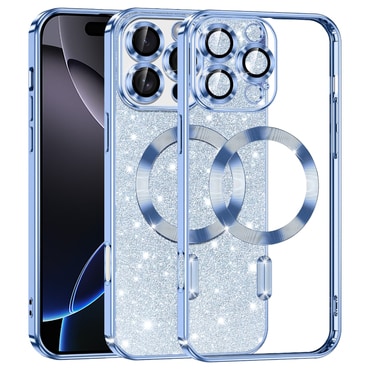 Techsuit "Luxury Glitter MagSafe" TPU gél tok iPhone 16 Pro Max készülékhez - light blue