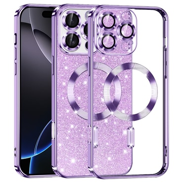 Techsuit "Luxury Glitter MagSafe" TPU gél tok iPhone 16 Pro Max készülékhez - light purple