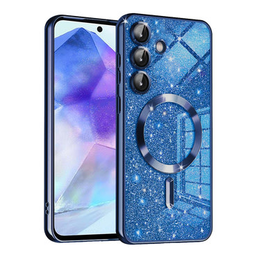 Techsuit "Luxury Glitter MagSafe" TPU gél tok Samsung Galaxy A55 készülékhez - deep blue