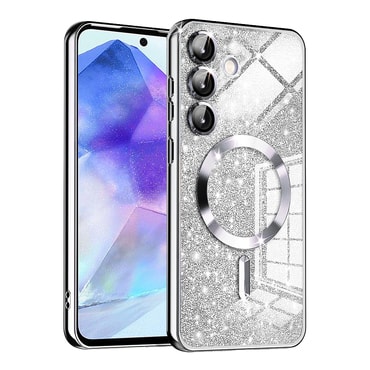 Techsuit "Luxury Glitter MagSafe" TPU gél tok Samsung Galaxy A55 készülékhez - silver