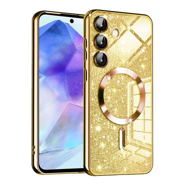 Techsuit "Luxury Glitter MagSafe" TPU gél tok Samsung Galaxy A55 készülékhez - gold
