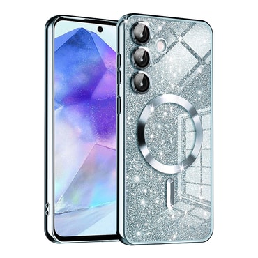 Techsuit "Luxury Glitter MagSafe" TPU gél tok Samsung Galaxy A55 készülékhez - light blue