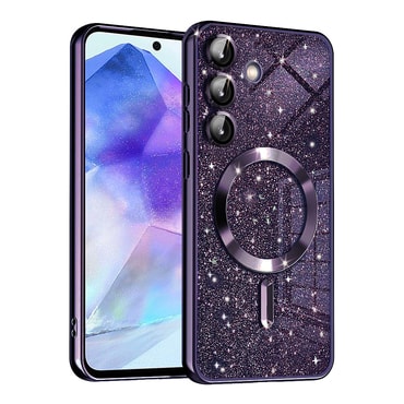 Techsuit "Luxury Glitter MagSafe" TPU gél tok Samsung Galaxy A55 készülékhez - deep purple