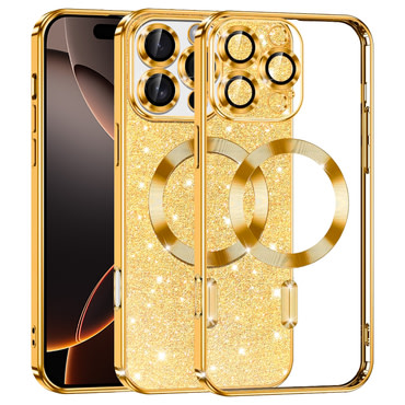 Techsuit "Luxury Glitter MagSafe" TPU gél tok iPhone 16 Pro készülékhez - gold