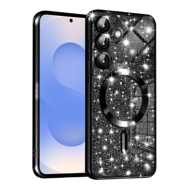Techsuit "Luxury Glitter MagSafe" TPU gél tok Samsung Galaxy S25 készülékhez - black