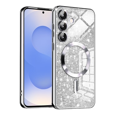 Techsuit "Luxury Glitter MagSafe" TPU gél tok Samsung Galaxy S25 készülékhez - silver
